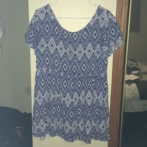 Blue geometric patterned blouse